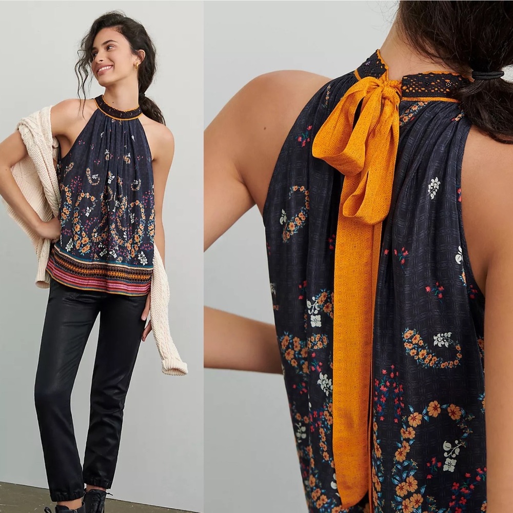Anthropologie NWOT SIZE XS Whitney Halter Blouse by Jyoti